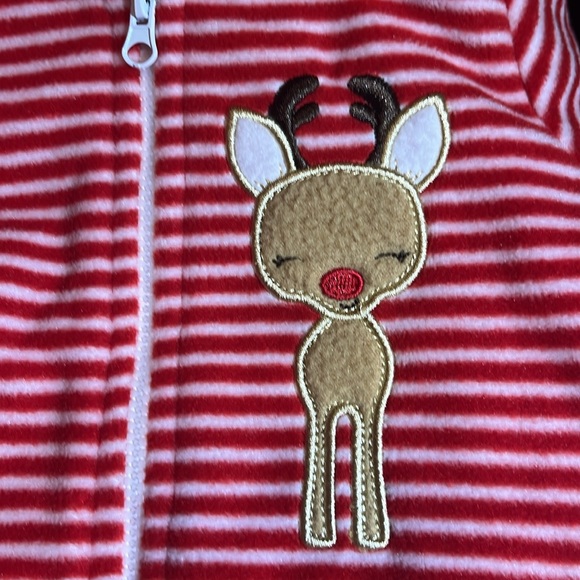 HB one piece pjs with hoody 6-9 months red/white - Picture 2 of 5